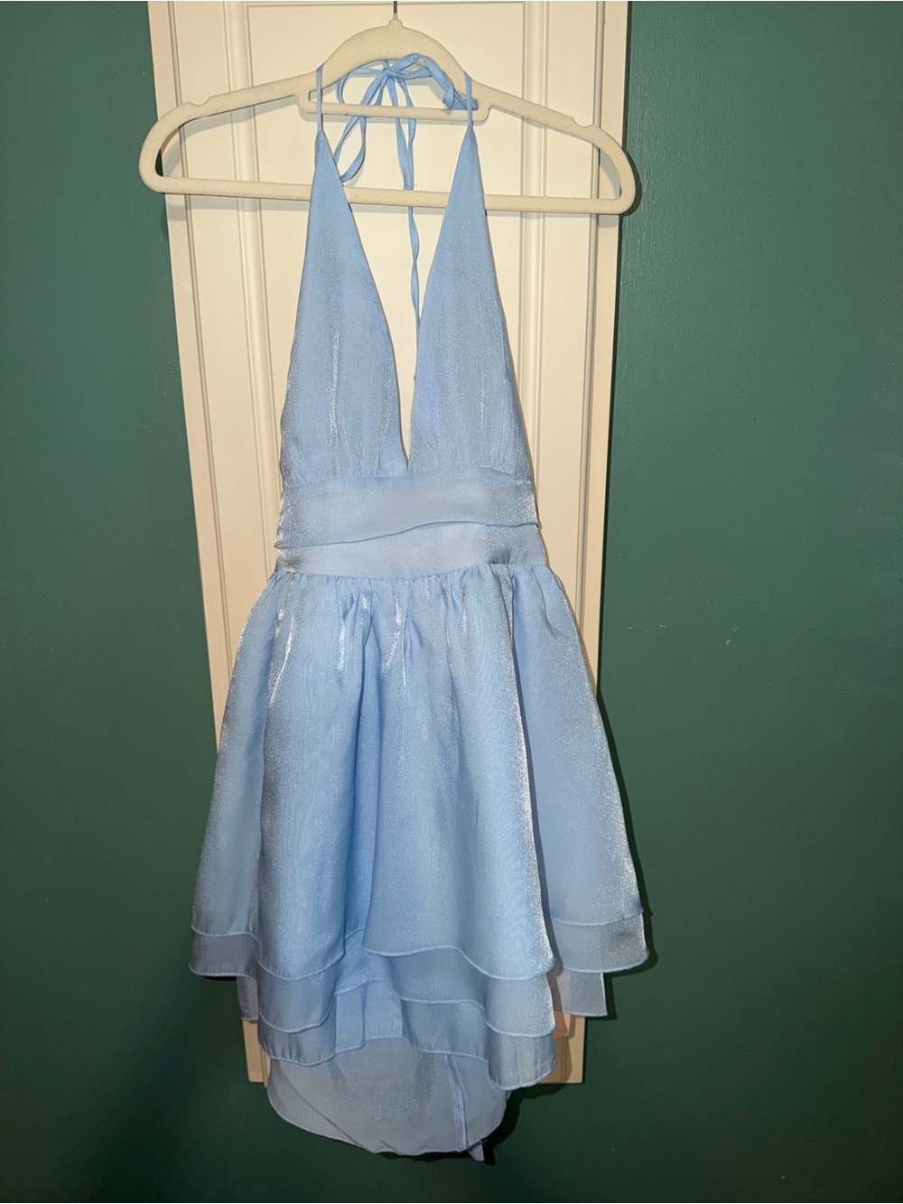 SHEIN Light Blue Halter-Style Layered Party Dress
